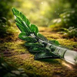 Vintage Green Art Glass Leaf Sculpture - Hand Blown Botanical Glass Accent