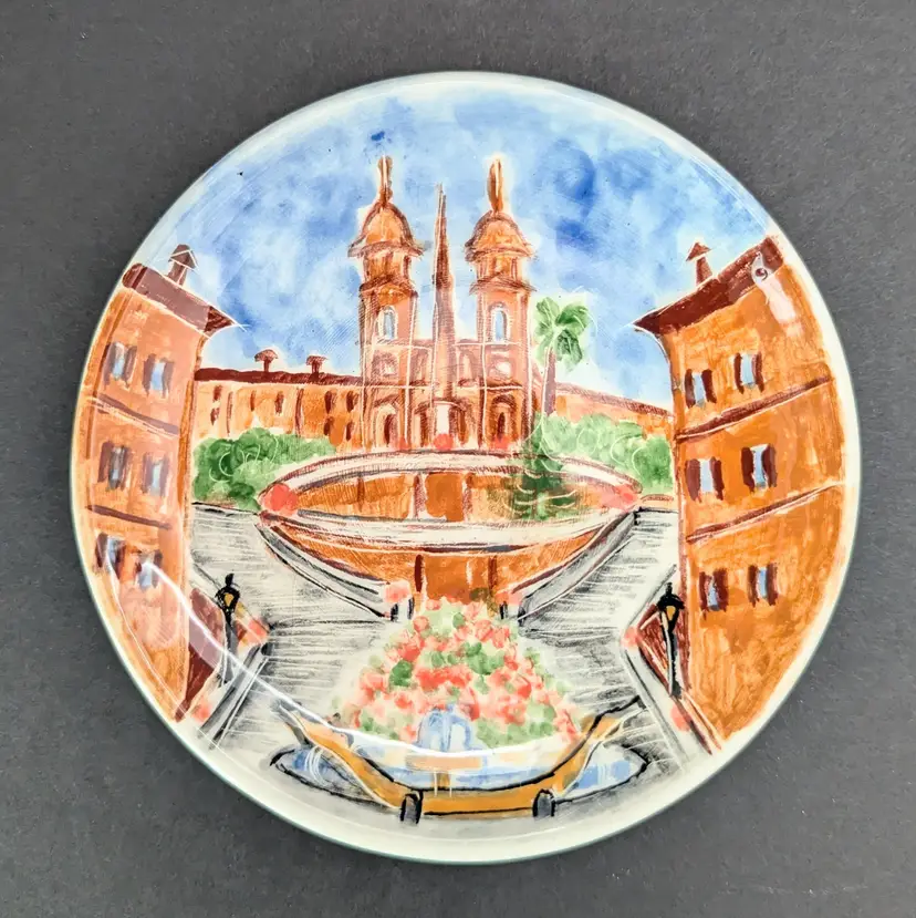 Hand Painted Italian Pottery Plate 5" Piazza di Spagna