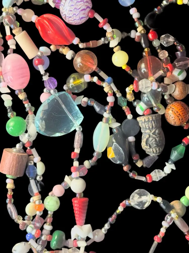 Vintage BoHo Beaded Necklace, 6 Foot Long Necklace