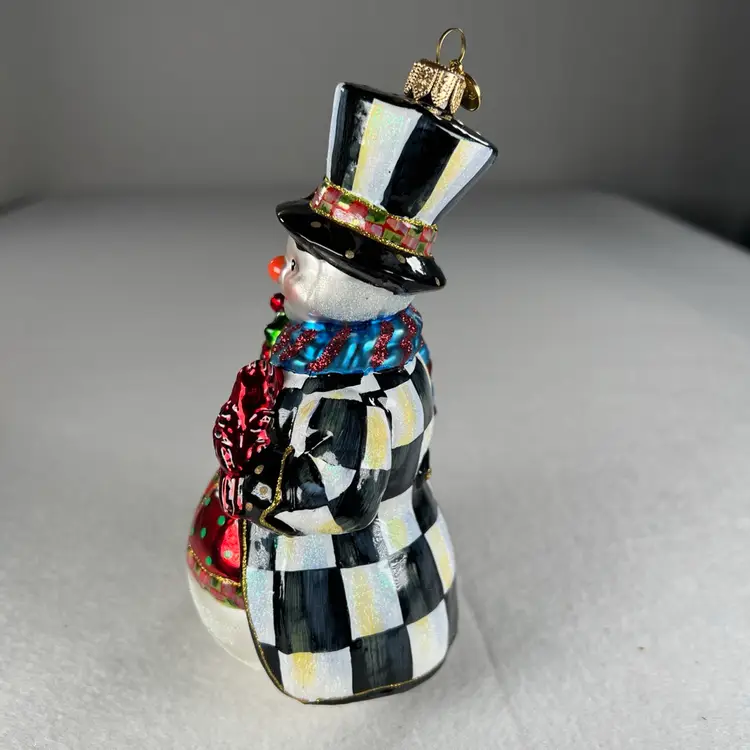 Mackenzie Childs Jolly Snowman Christmas Ornament EUC