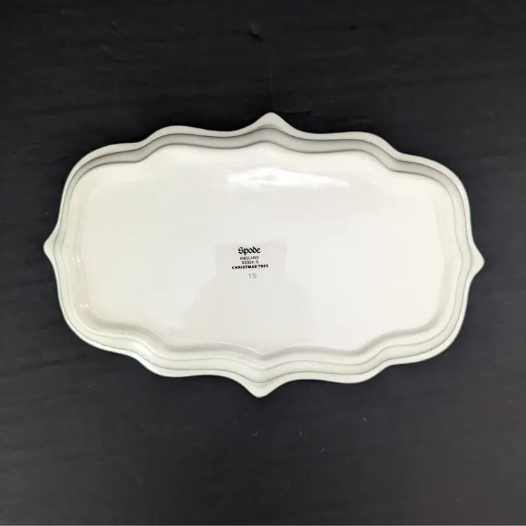 Vintage Spode Christmas Tree Ceramic Candy Ogee Dish 9"x6"x1" Made in England