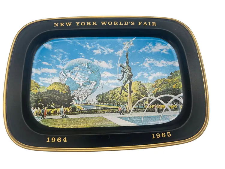 1964–65 New York World’s Fair Unisphere Tip Tray by Fabcraft, Item 312, 7.25x5"