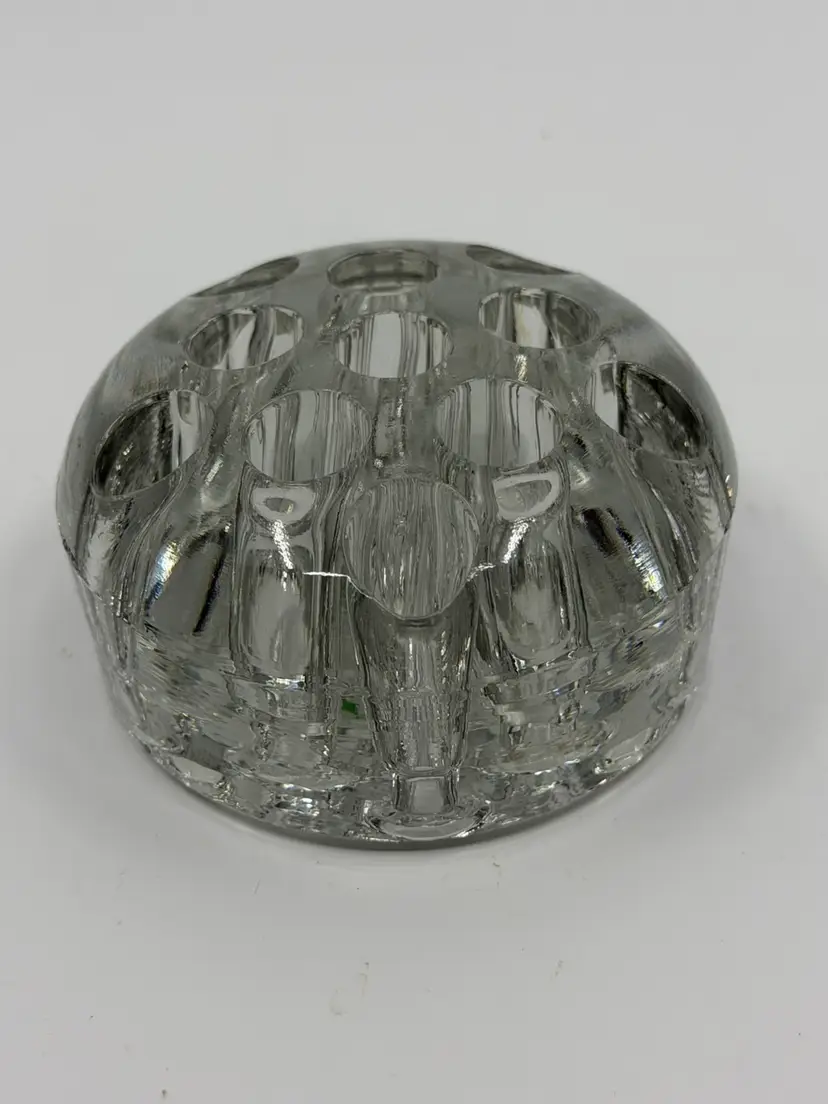 Vintage 11 Hole Clear Glass Flower Frog