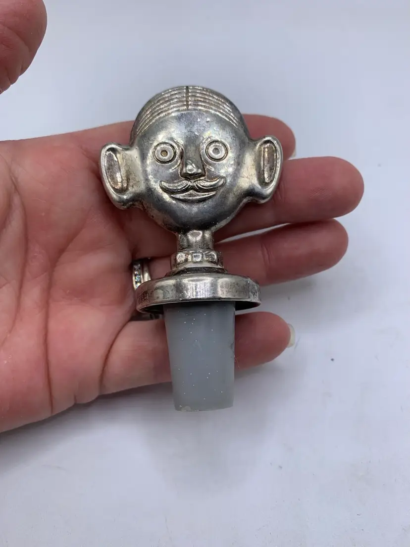 Mid Century Italian Pierre The Sommelier Bottle Stopper, Mid Century Silver Plate Barware