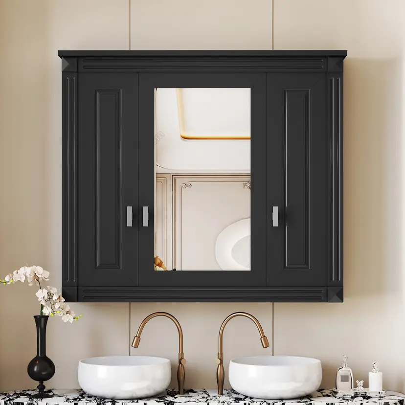 Wall Mounted Bathroom Mirror Cabinet with Shelves