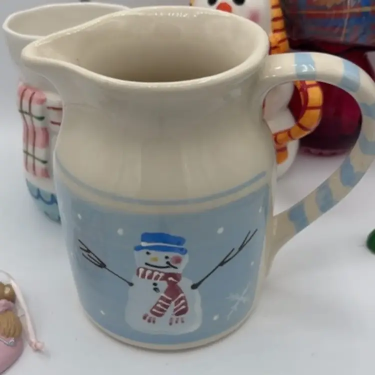 Snowman Stoneware Pitcher