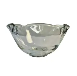 Indiana Glass Bowl Ruffled Fluted Edge Serving Bowl 10" VINTAGE