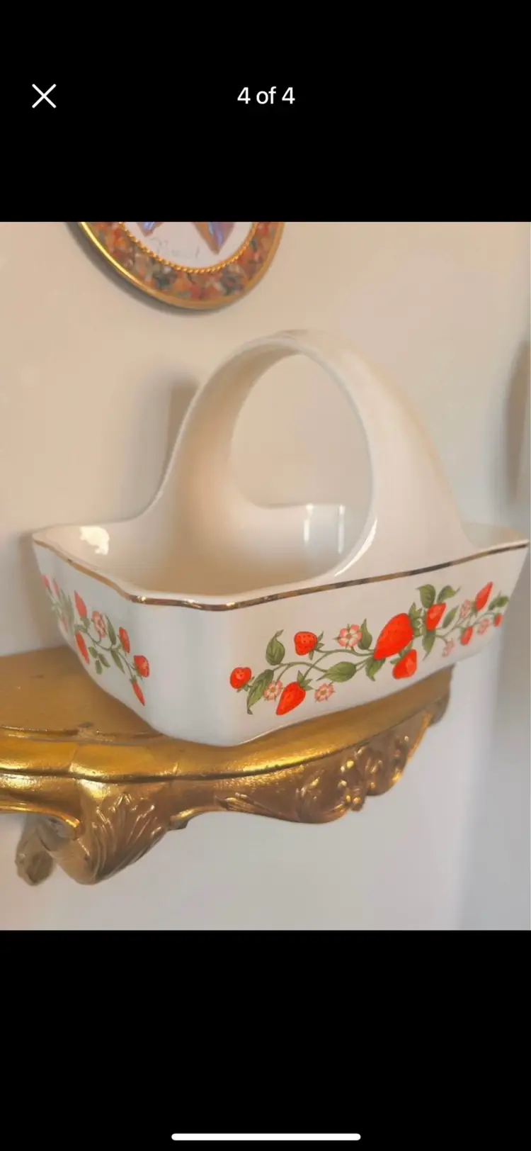 Vintage strawberry trinket basket / planter