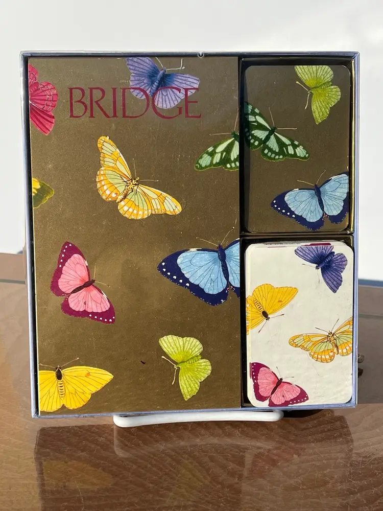 Vintage Bridge Playing Cards Caspiri New York Golden Butterfly Gift Set 