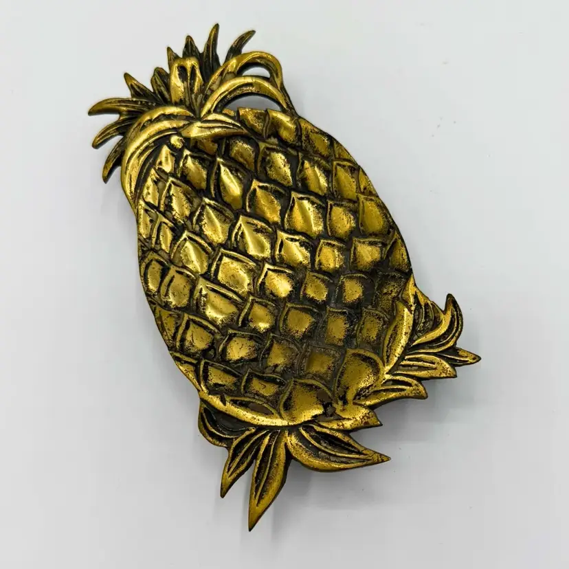 Vintage Brass Pineapple Dish Wall Hanging Mid Century Japan Trinket Tray Decor