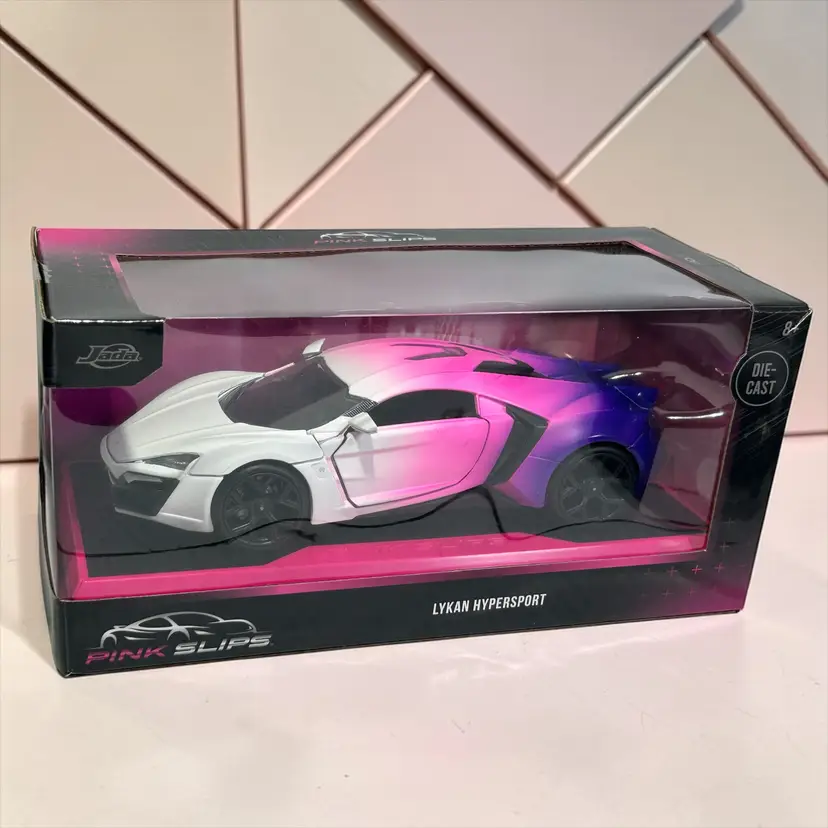 Jada Pink Slips Lykan Hypersport White Pink Purple 1/24 Diecast Car Open Box