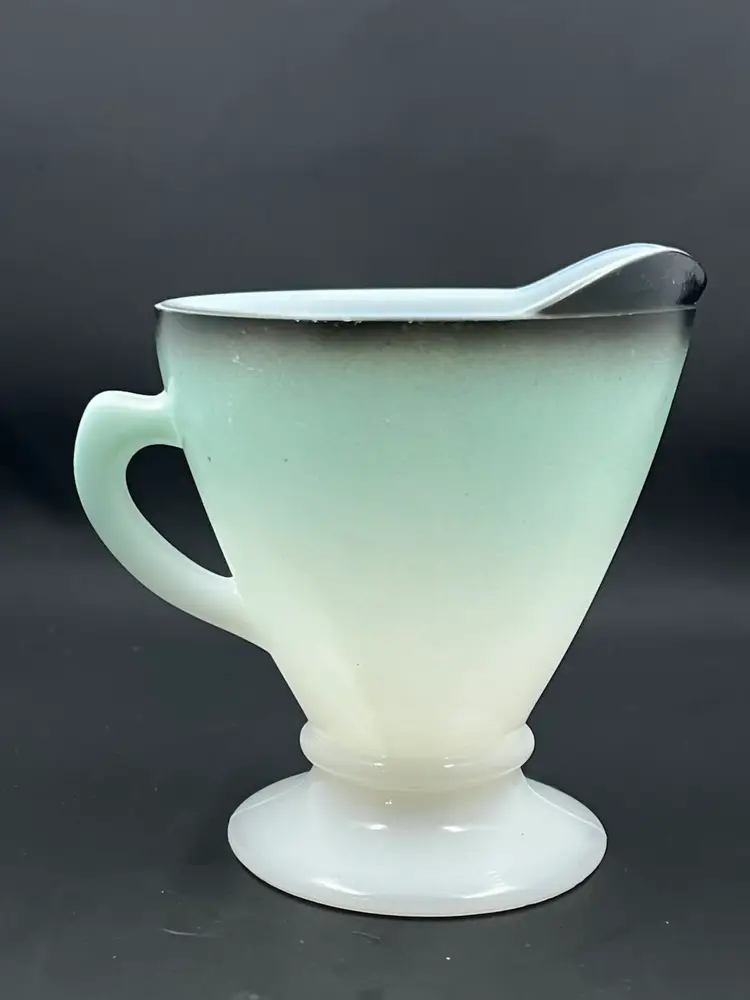 Vintage Hazel Atlas Ovide Creamer Turquoise And Black