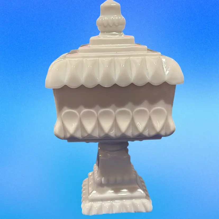 Westmoreland White Milk Glass Wedding Box Compote