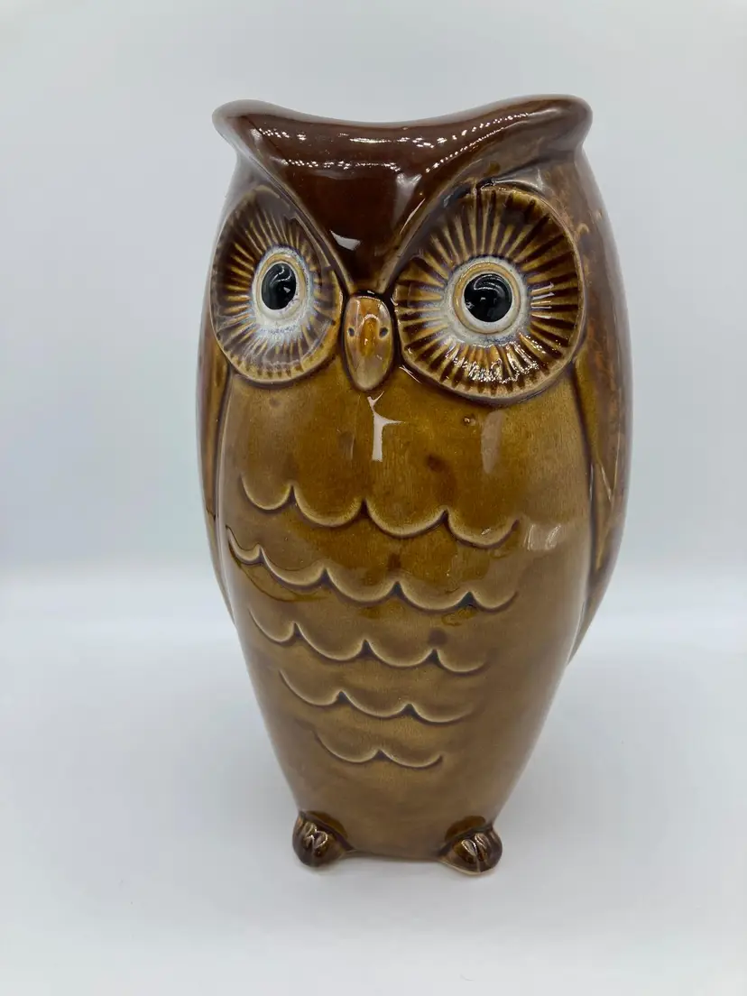 Tall Owl Ceramic Vase