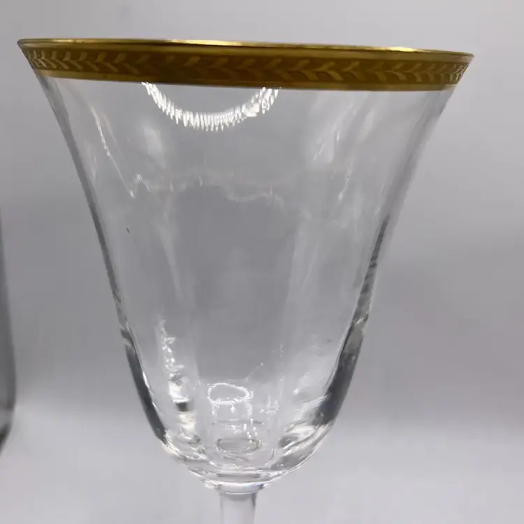 Vintage Tiffin Set of Two Laurel Leaf Wine Glasses
