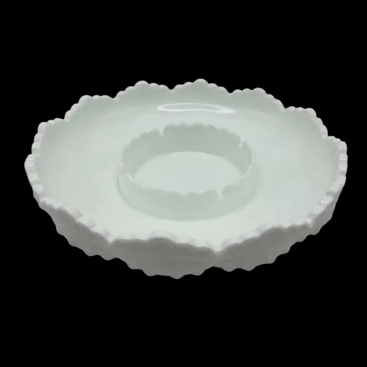 Vintage Fenton Milk Glass Hobnail Chip And Dish  Bowl, 8” Diameter