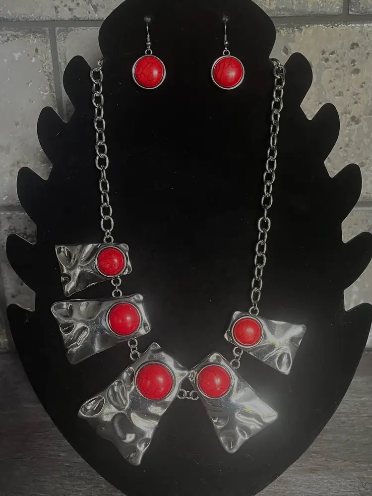 Paparazzi Red Necklace and Earring Set