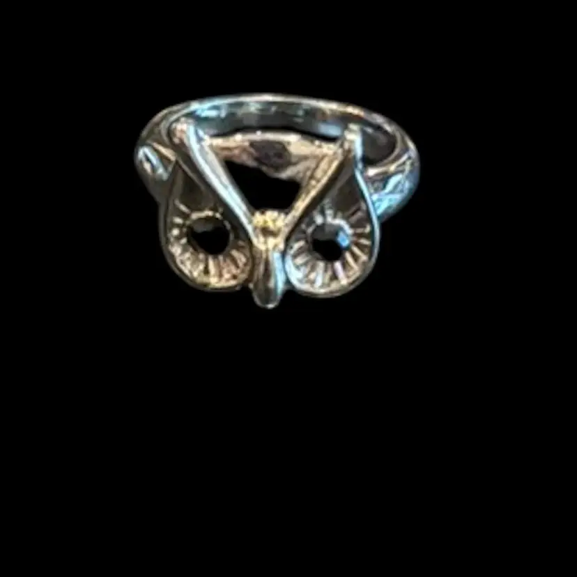 Silvertone Owl Pinkie Ring