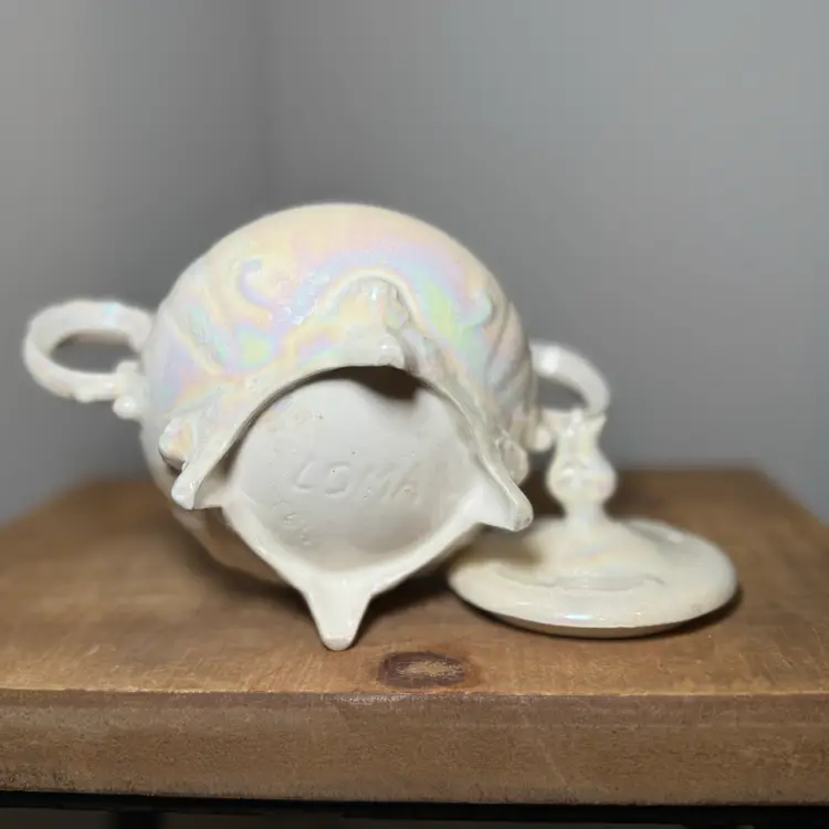 Loma Pottery 1951 Iridescent Lusterware Sugar Bowl with Lid