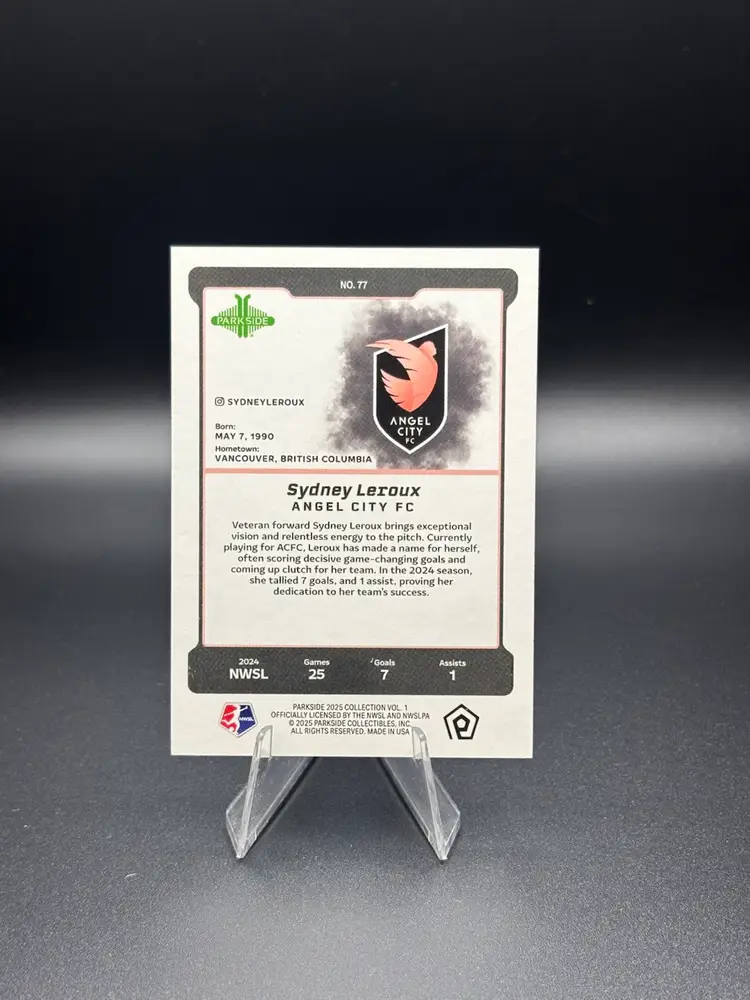 Sydney Leroux 2025 Parkside Project Purple /5 Angel City FC Soccer Card