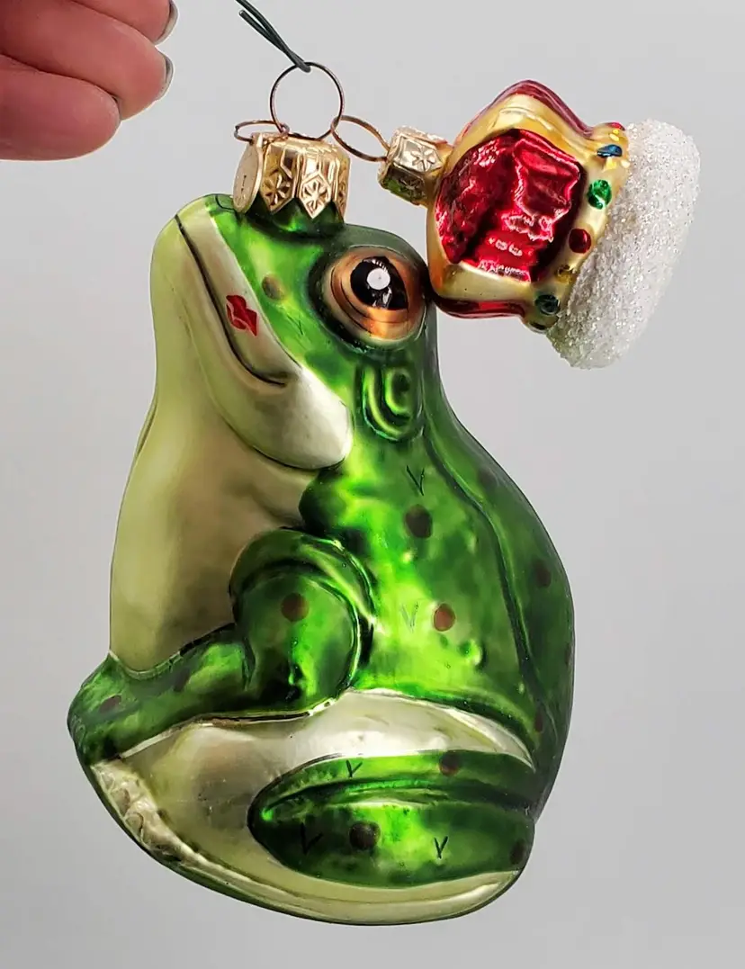 Dept 56 Frog Prince Ornament with Mini Crown Ornament