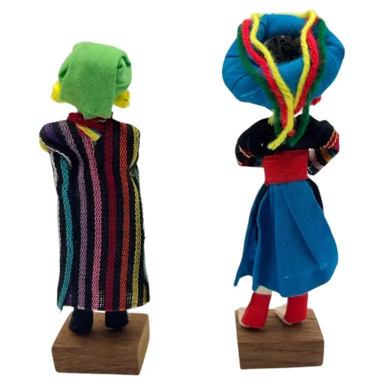 2 FOLK ART 
WOOD DOLL 
PERUVIAN/GUATEMALAN