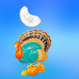 Enameled Turkey And Pumpkin Brooch