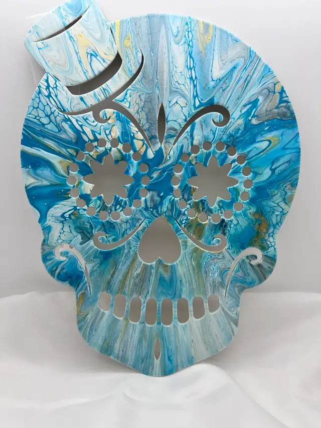 Original Artwork. Painted Wood Sugar Skull