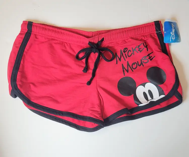 Disney Mickey Mouse Red Knit Lounge Shorts Junior's Large 11/13 - New With Tags