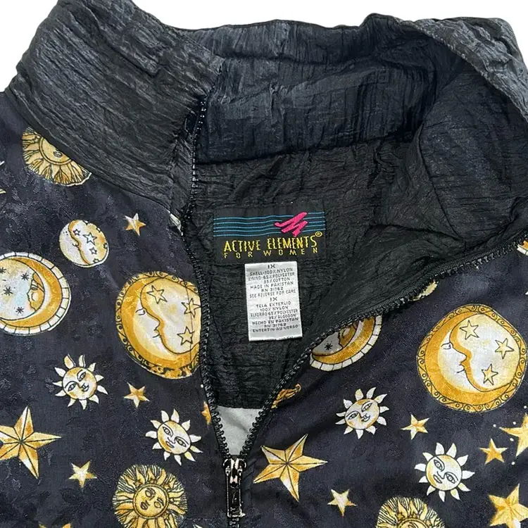 Vintage Active Elements For Women Nylon Celestial Track Suit Size 1x Jacket, 2x Pants
