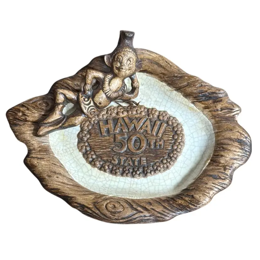 Treasure Craft Hawaii 50th State Dish and elf ornament