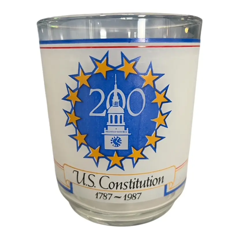 Vintage US Constitution 200th Anniversary We the People Frosted Glass – 1787-1987