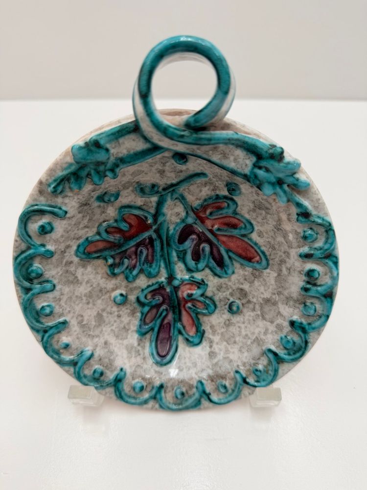 Italian Pottery Vintage Leaf Design Trinket Dish