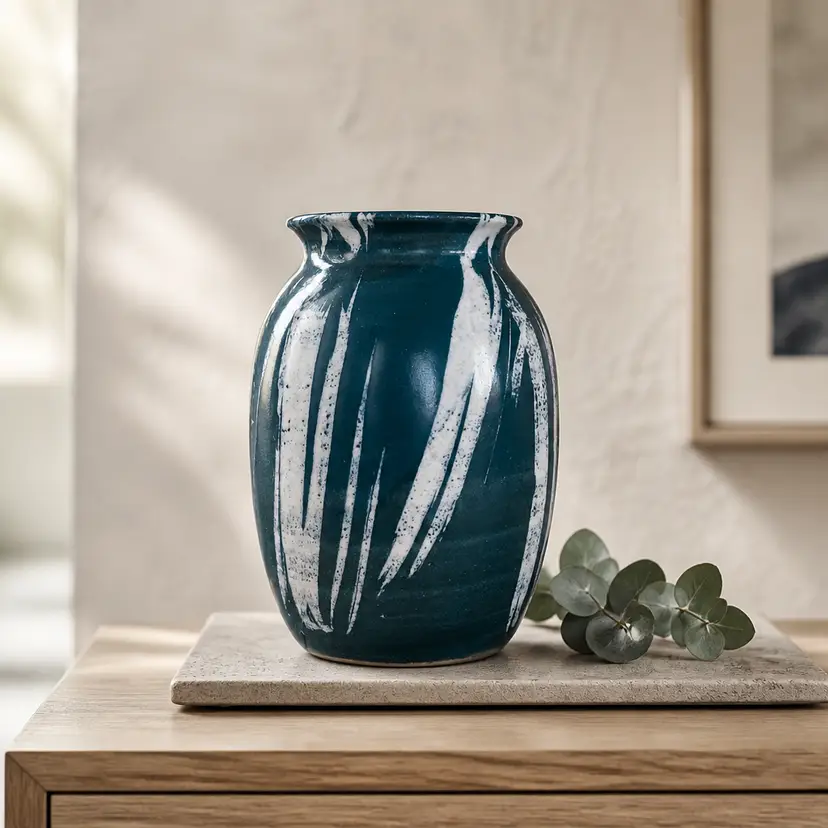 Beth Weber Handmade Ceramic Vase or Utensil Holder, 5.5" Tall