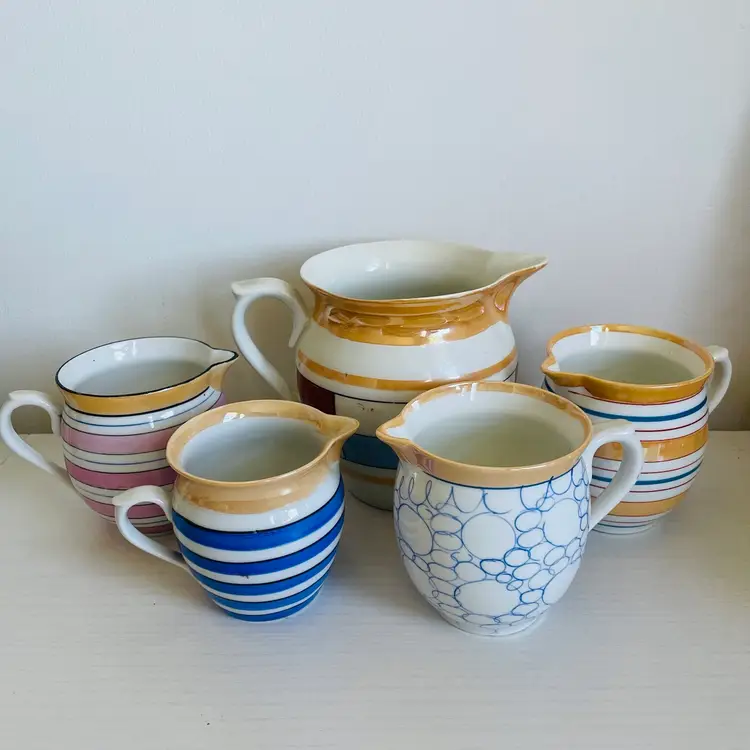 Buyers Choice Made In Austria Cream Pitcher Luster Stripes Bubbles