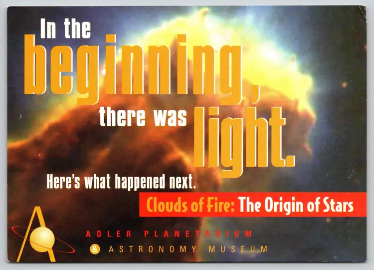 Postcard Adler Planetarium Astronomy Museum Clouds of Fire Origin of Stars Advertising -  9403