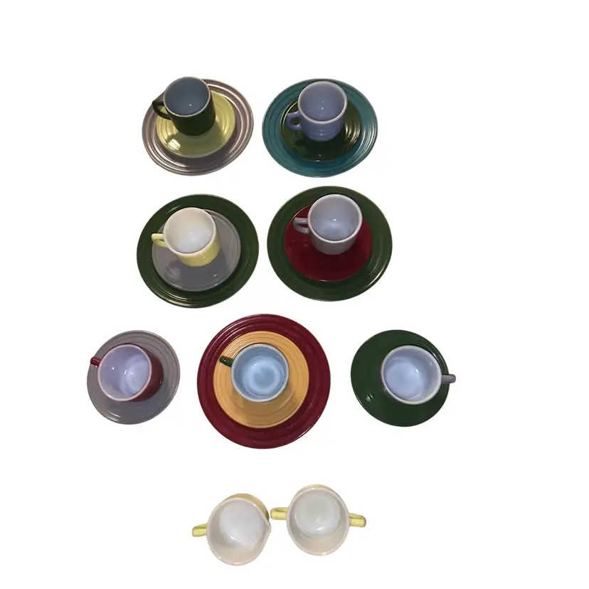 HAZEL ATLAS CHILDS TEA SET 21 PCS MODERNTONE BY LITTLE HOSTESS VINTAGE