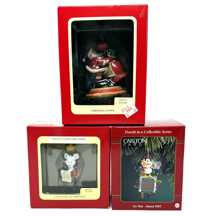 Vintage Carlton Cards Heirloom Christmas Ornament Set (1992–1995, NOS)