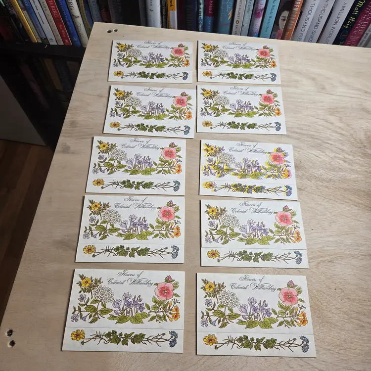 Vtg Fold & Seal Notes Flowers Of Colonial Williamsburg 10 cards