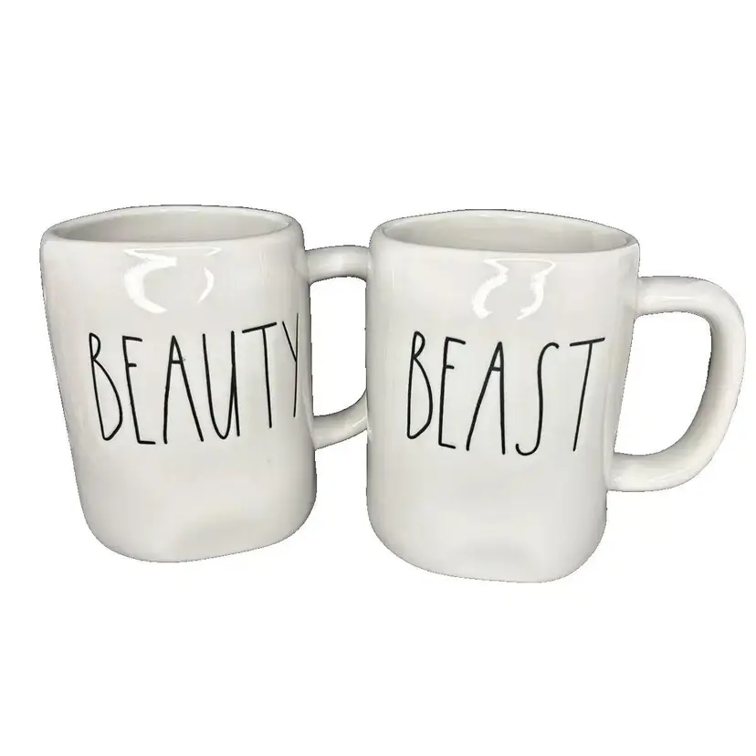 Pair Beauty & Beast Coffee Mugs ~ Rae Dunn Artisan Collection by Magenta