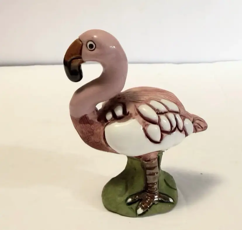 Vintage Miniature Pink Flamingo Ceramic LEPS Peru Figurine