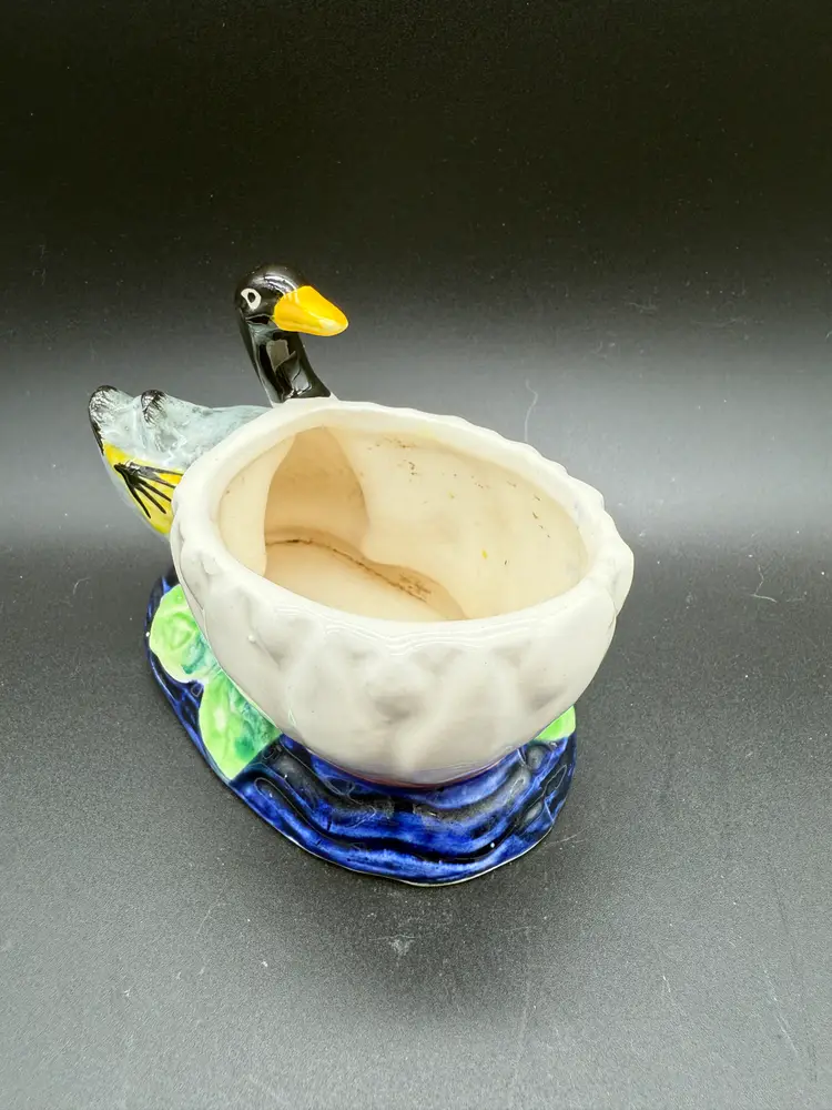 Vintage Small Duck Planter Hand Painted Japan