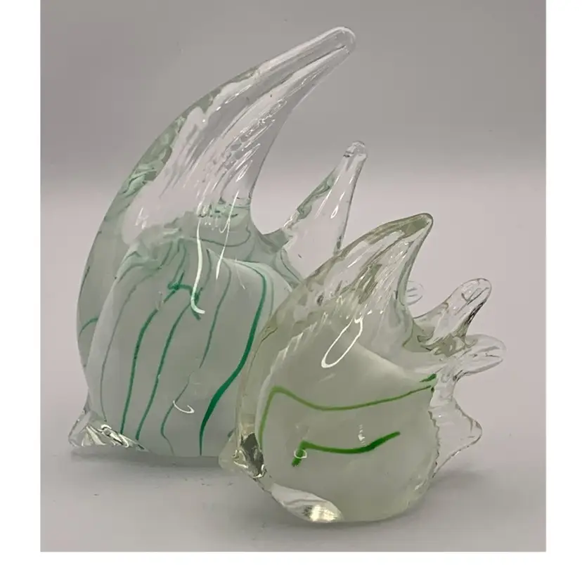 2 Art Glass Fish Paperweights