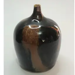 Jensen Turnage Small Art Pottery Weed Pot Bud Vase Glossy Brown Signed