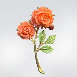 JJ Roses w Lady Bug Brooch 2 1/2” X 1 1/2”