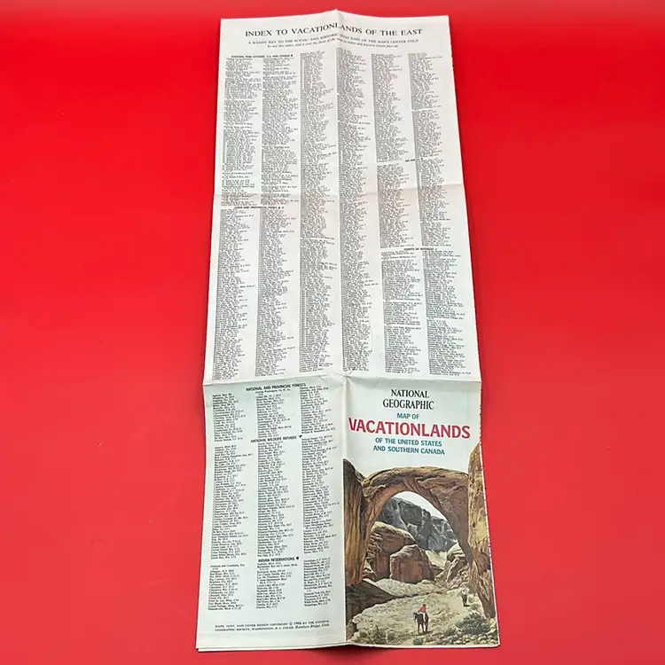 Antique National Geographic Vacationlands Map Pamphlet