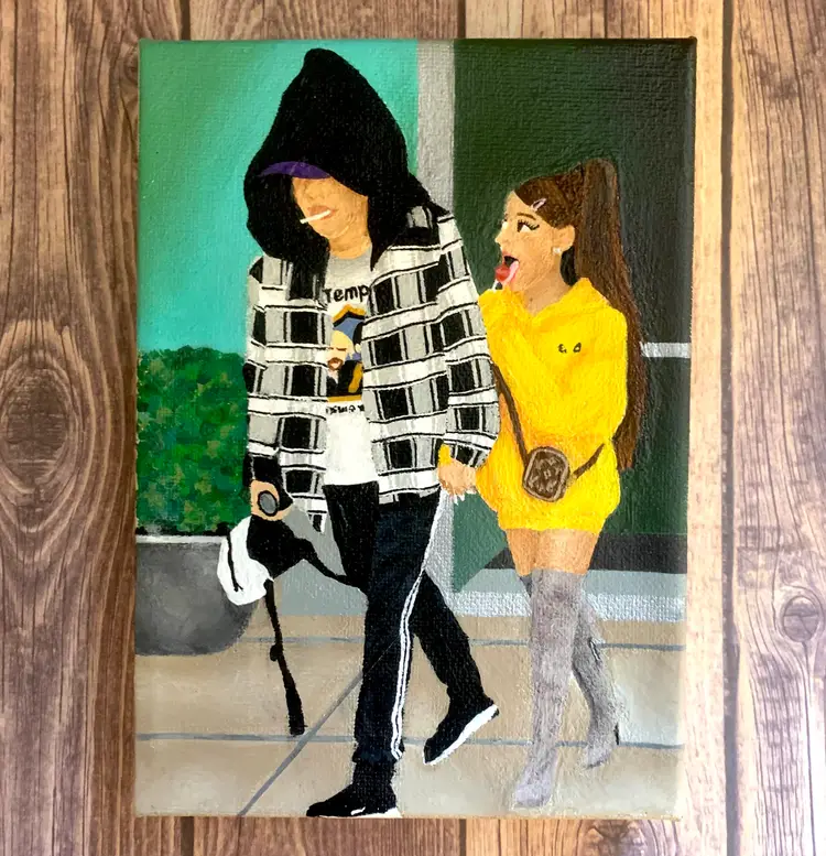 Ariana Grande & Pete Davidson “Pop Life #2” - Original Acrylic Painting - 5x7" Framed