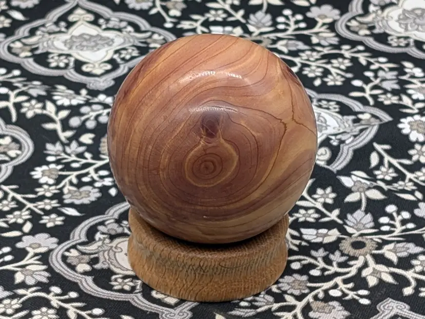 Cedar Wood Sphere with Oak Stand
