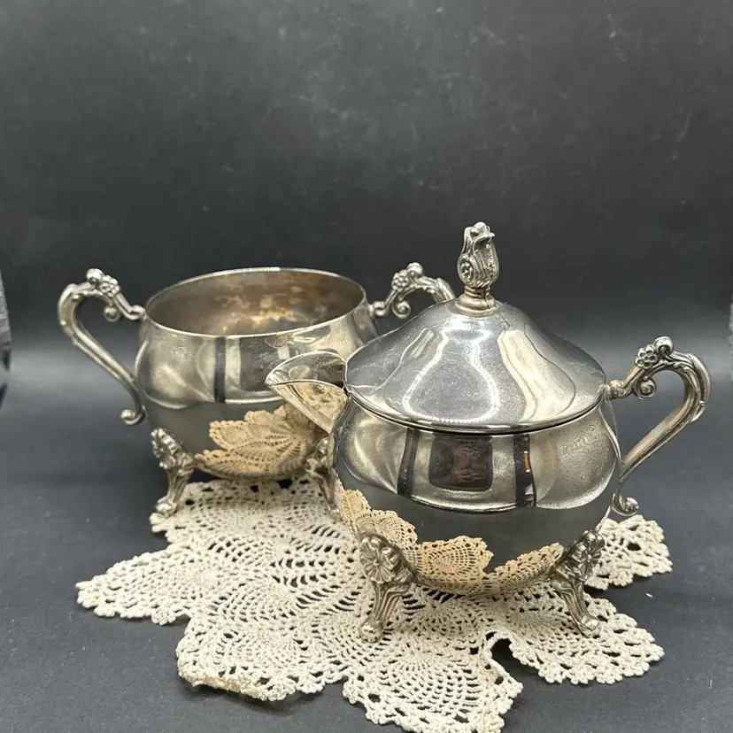 International Silver Plated Lady Margaret Pattern Sugar And Creamer