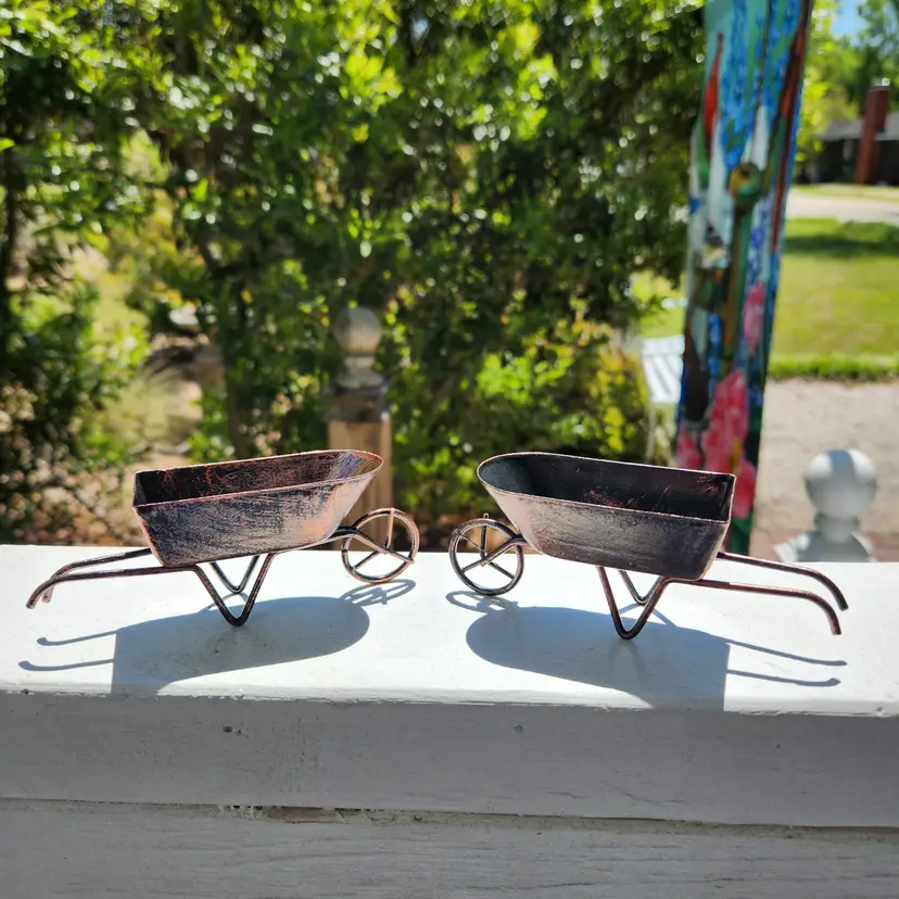 Wheelbarrows set of 2 miniature 4 1/2" x 2"